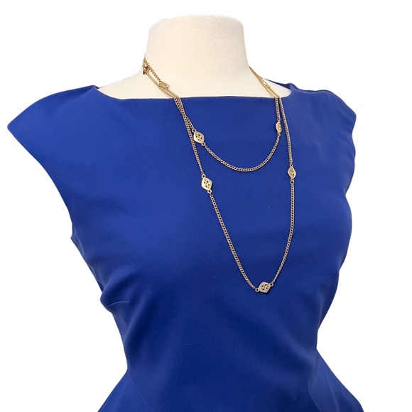French Connection Sz 8 Royal Blue Sheath Sleeveless Peplum Professional Office - Picture 6 of 12